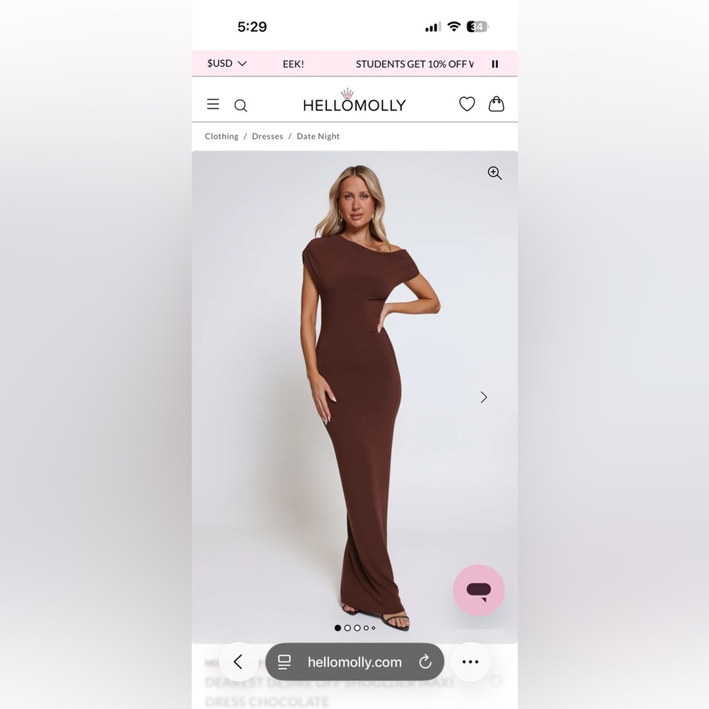 Hello Molly Chocolate One Shoulder Dress
